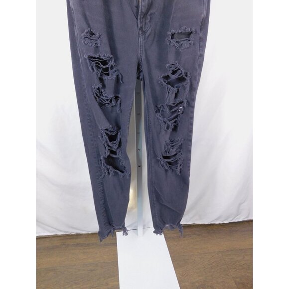 American Eagle Jeans Womens 2 Black Ripped Distressed Raw Hem Skinny Strigid - Picture 3 of 12
